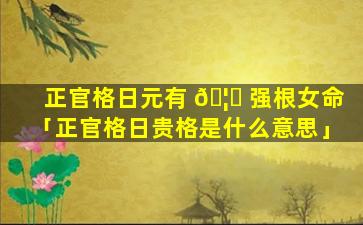 正官格日元有 🦟 强根女命「正官格日贵格是什么意思」